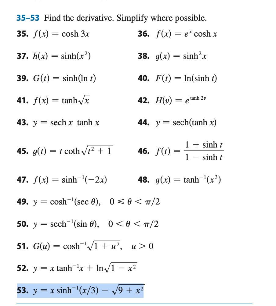 Solved 35-53 Find the derivative. Simplify where possible. | Chegg.com