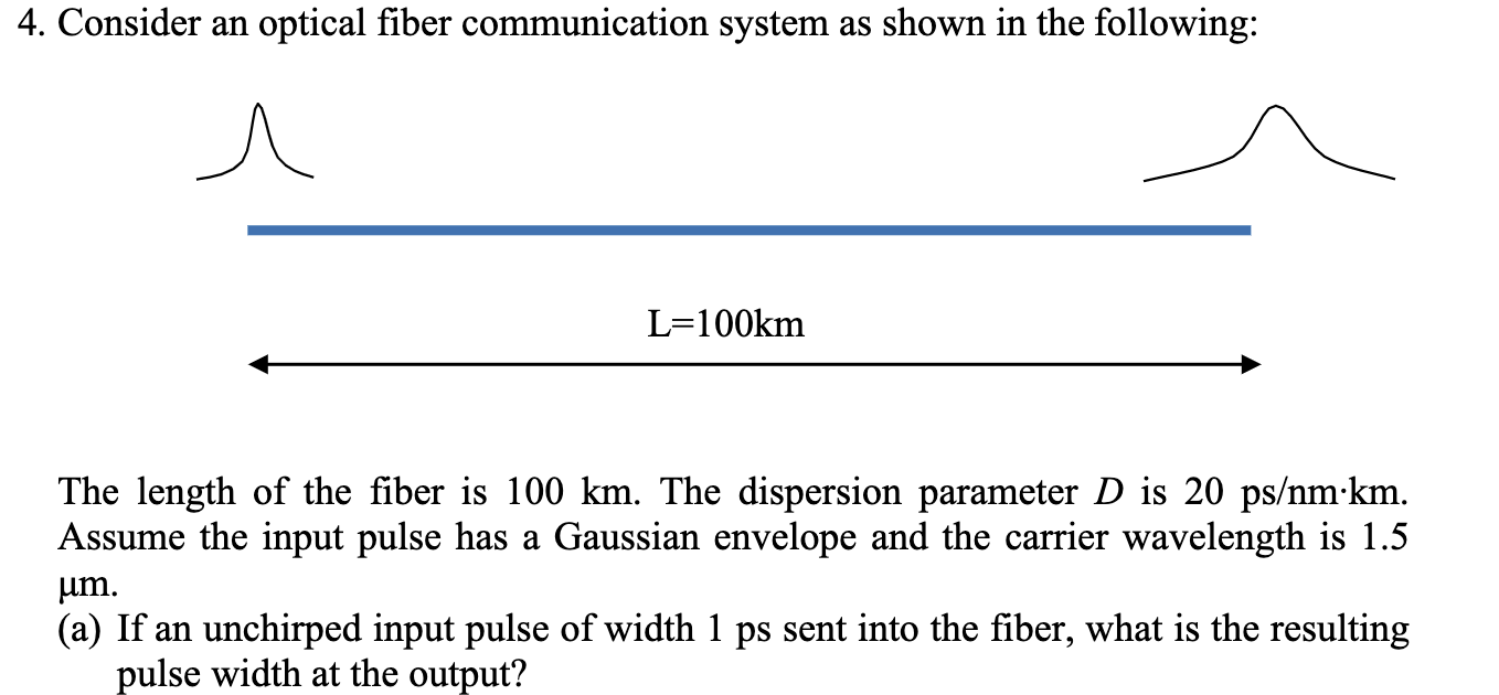 Solved 4. Consider an optical fiber communication system as | Chegg.com
