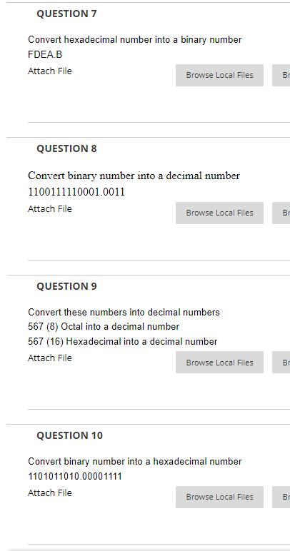 Solved QUESTION 7 Convert hexadecimal number into a binary | Chegg.com