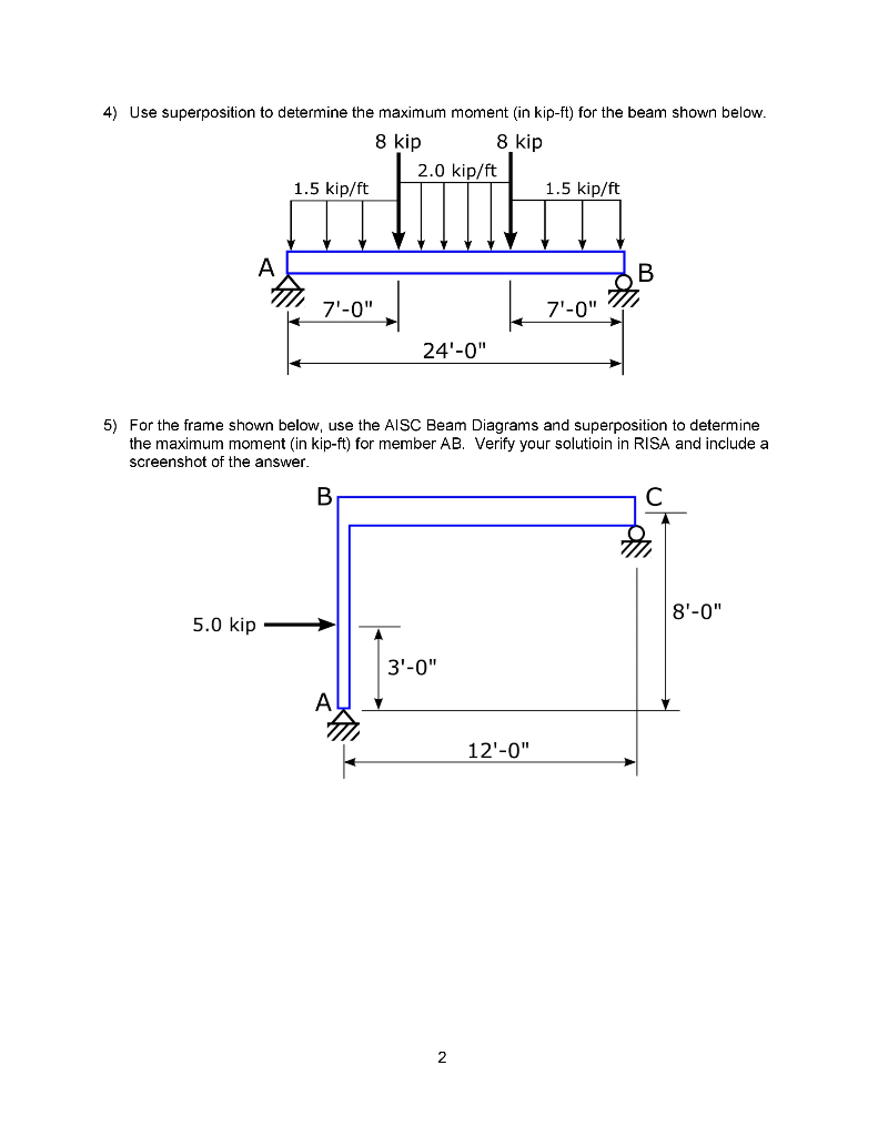 Solved 4) Use superposition to determine the maximum moment | Chegg.com