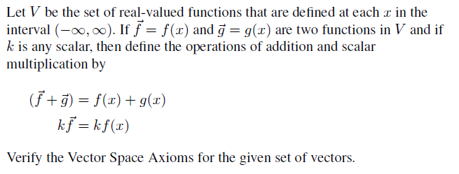 Solved Let V ﻿be the set of real-valued functions that are | Chegg.com