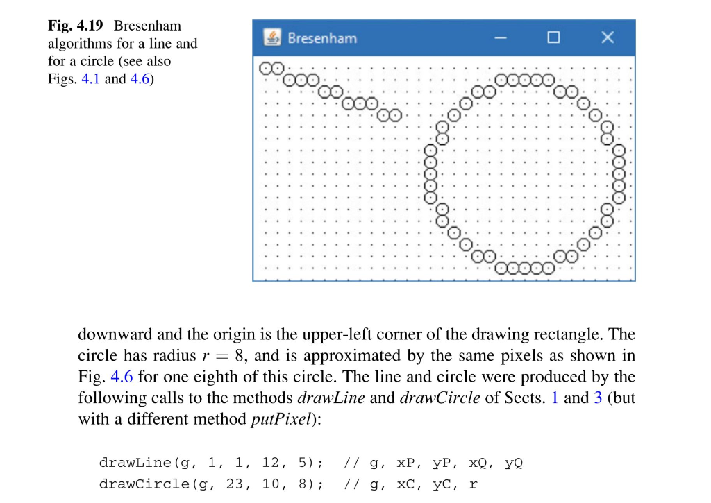 Bresenham - o x fig. 4.19 bresenham algorithms for a line and for a circle (see also figs. 4.1 and 4.6) 000000000000 000 : :