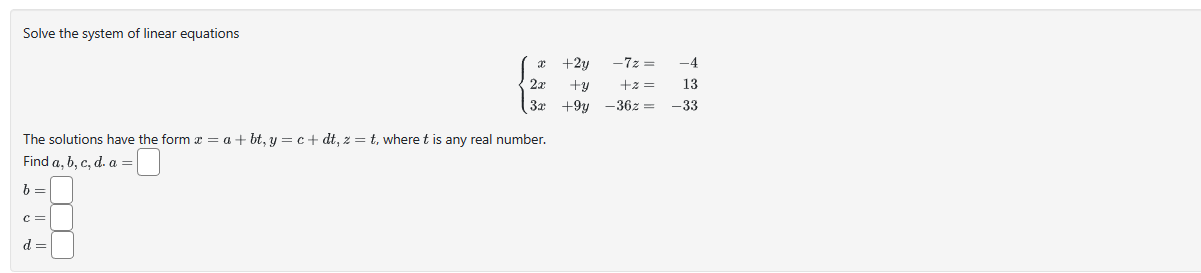 Solved Solve the system of linear equations | Chegg.com