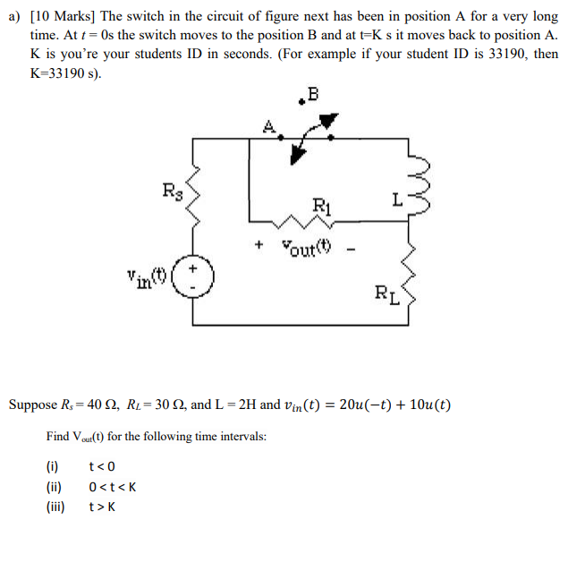 Solved a) [10 Marks] The switch in the circuit of figure | Chegg.com