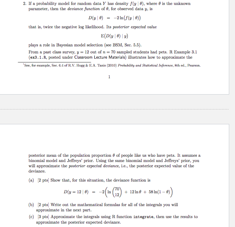 2. If a probability model for random data Y has | Chegg.com