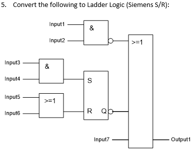 Solved 5. Convert the following to Ladder Logic (Siemens | Chegg.com