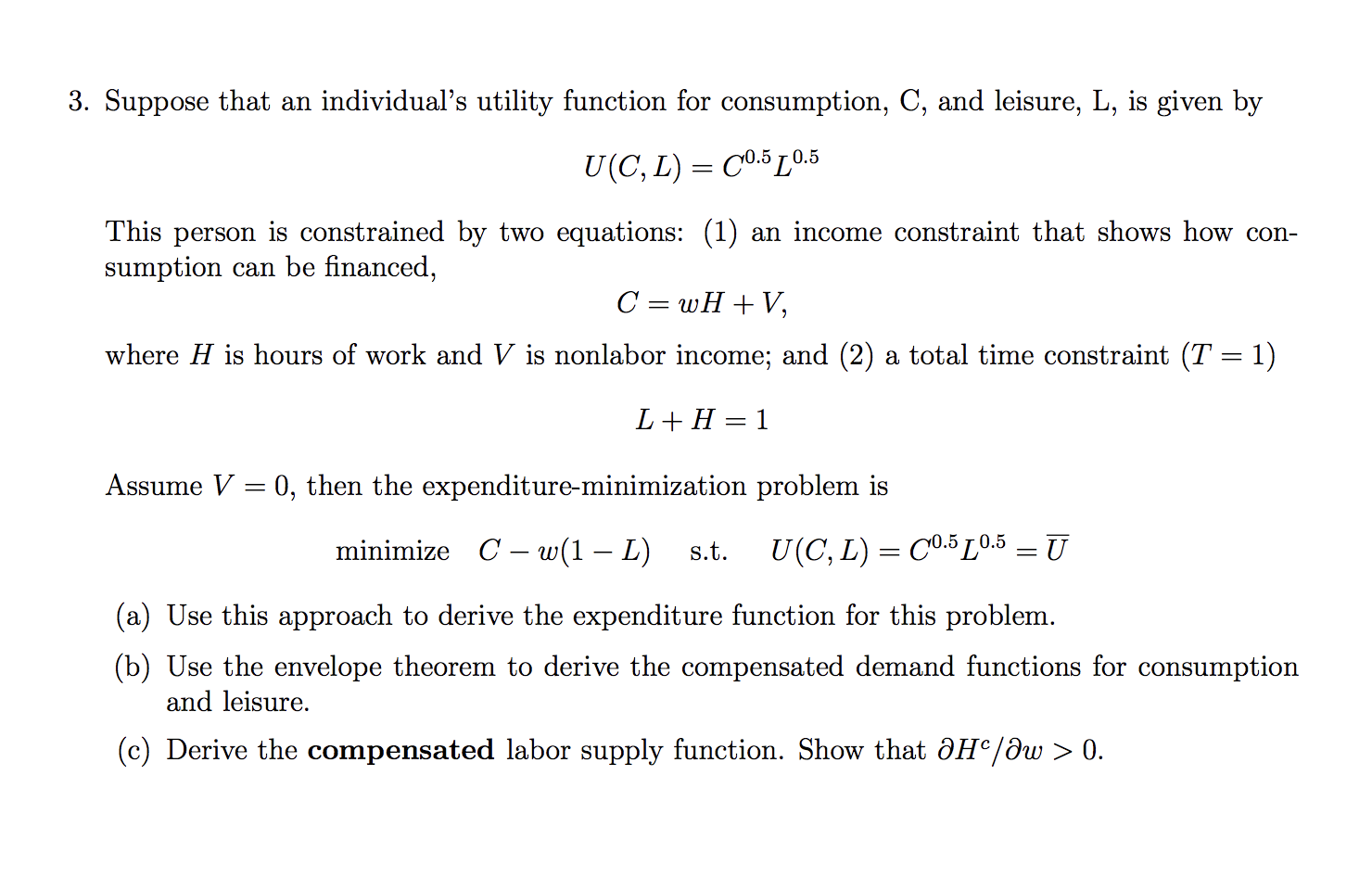 Solved 3 Suppose That An Individual S Utility Function F Chegg Com