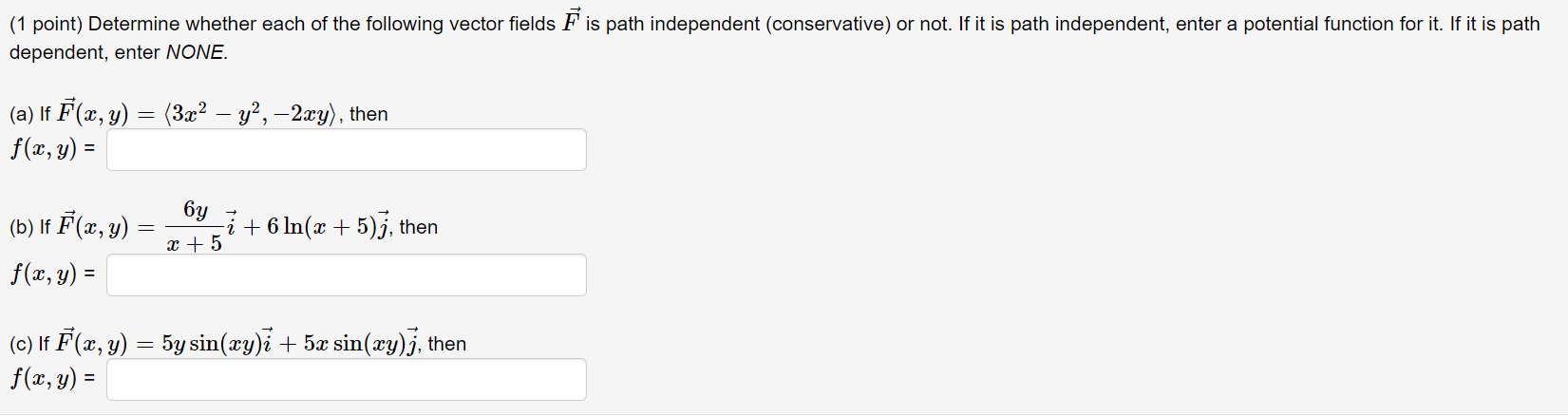 Solved (1 point) Determine whether each of the following | Chegg.com