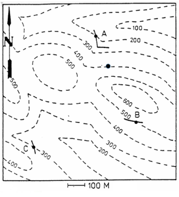 Solved The figure below is a topographic map showing the | Chegg.com