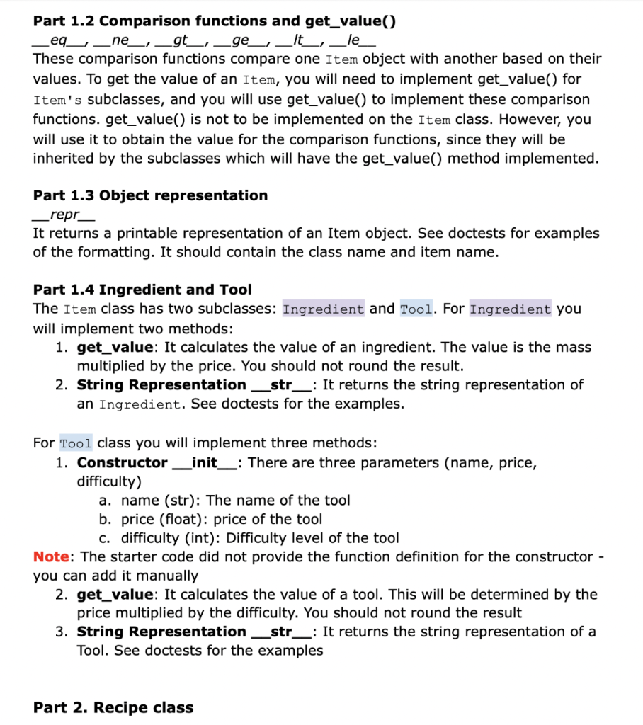 Solved Question 2: We will be implementing various classes | Chegg.com