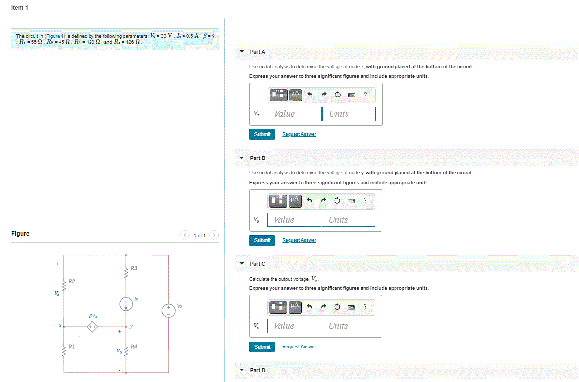 Solved Item 1 The circuit in (Figure 1) is defined by the | Chegg.com