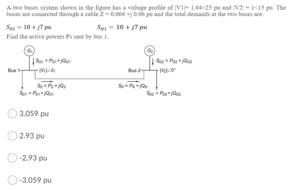 Solved A Two Buses System Shown In The Figure Has A Voltage | Chegg.com