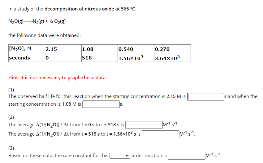 Solved In a study of the of nitrous oxide at