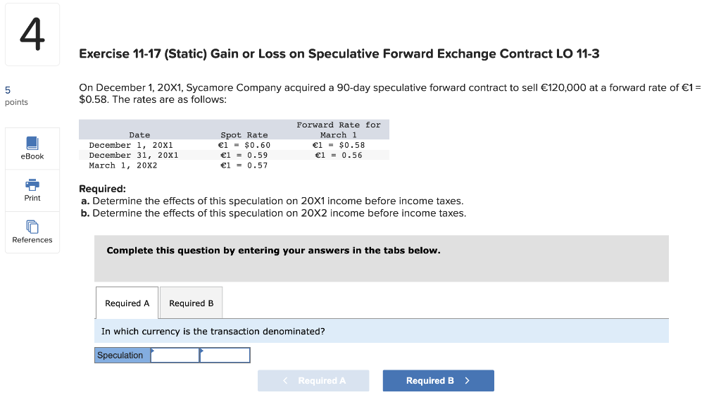 Solved Exercise 1117 (Static) Gain or Loss on Speculative