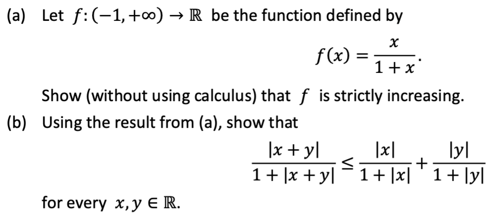 Solved a) Let f:(−1,+∞)→R be the function defined by | Chegg.com