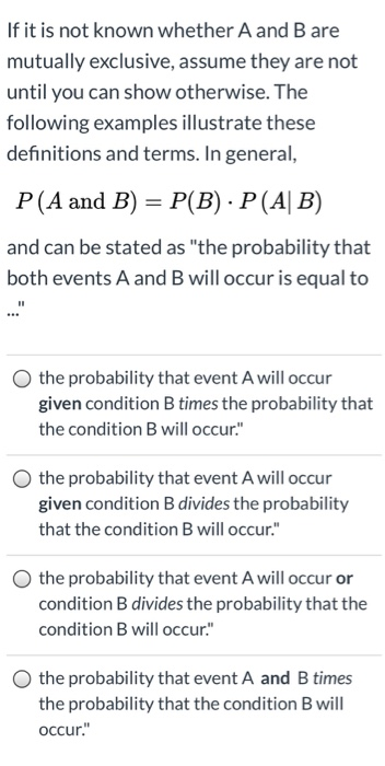 Solved If It Is Not Known Whether A And B Are Mutually | Chegg.com