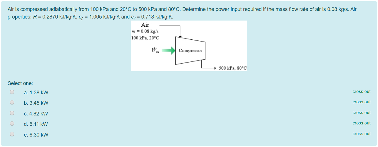 Solved Air is compressed adiabatically from 100 kPa and 20°C