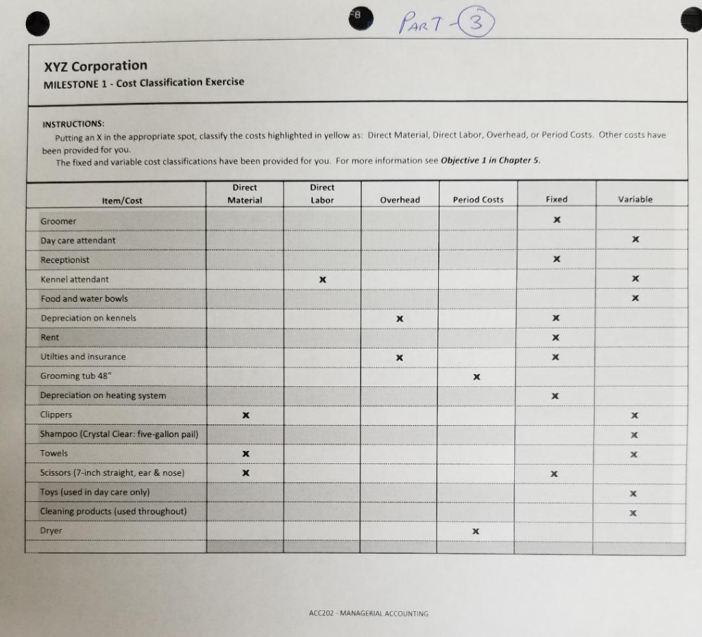 Managerial Accounting INSTRUCTIONS FOR MILESTONE 1 | Chegg.com