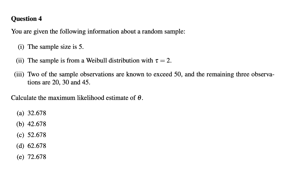 Solved Question 4 You are given the following information | Chegg.com
