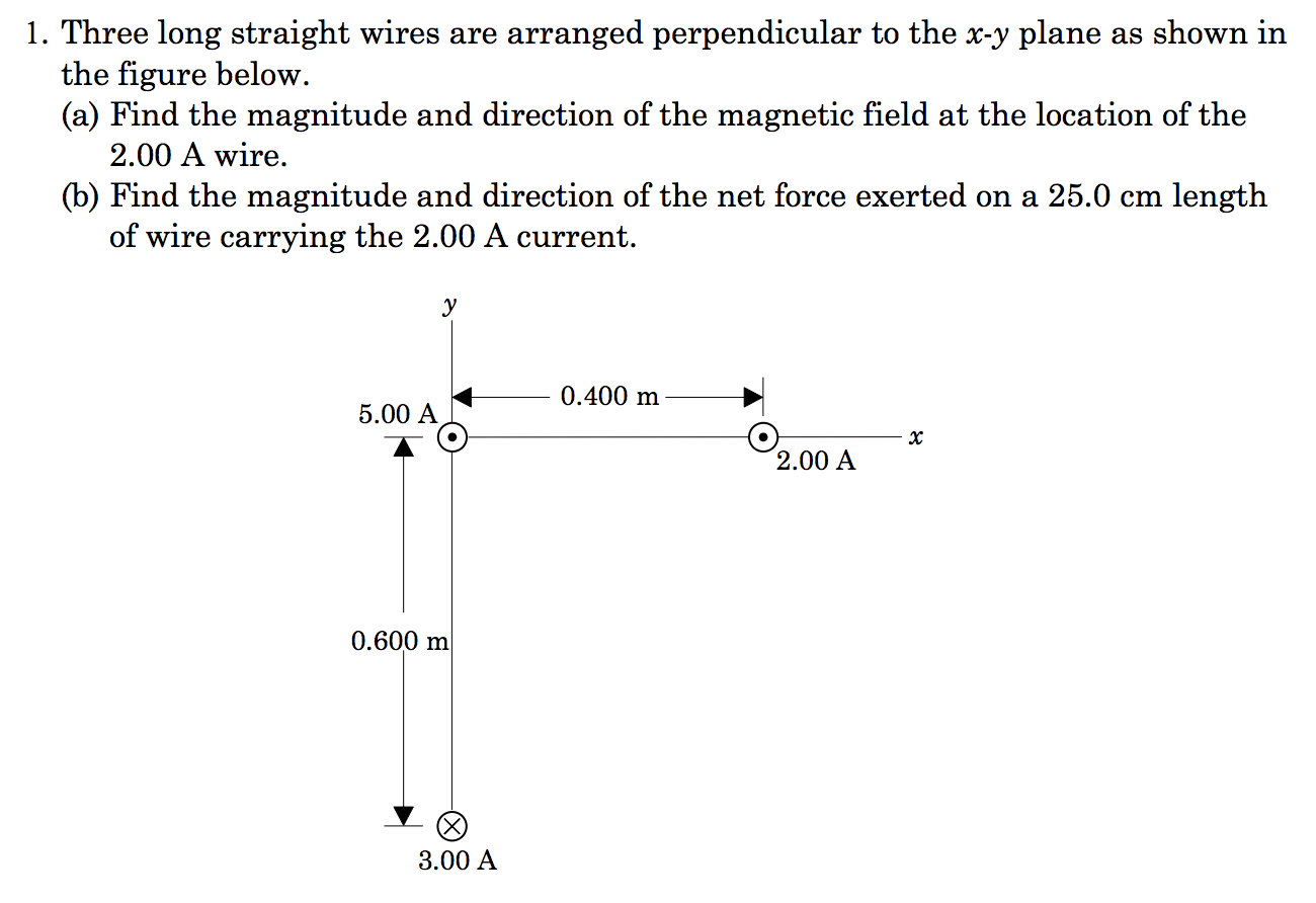 Solved 1. Three Long Straight Wires Are Arranged | Chegg.com