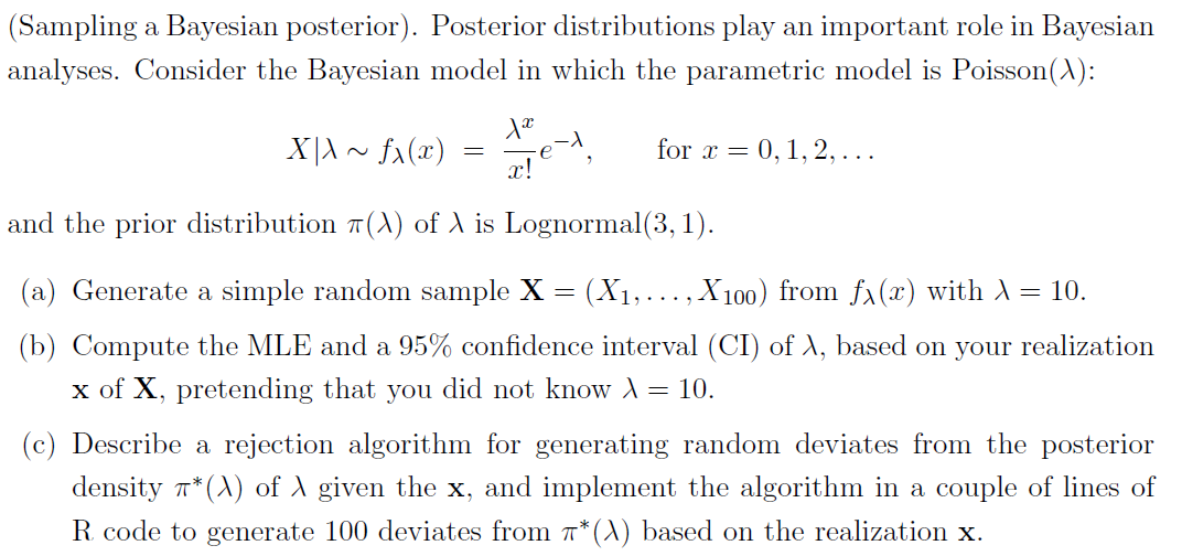 (Sampling a Bayesian posterior). Posterior | Chegg.com
