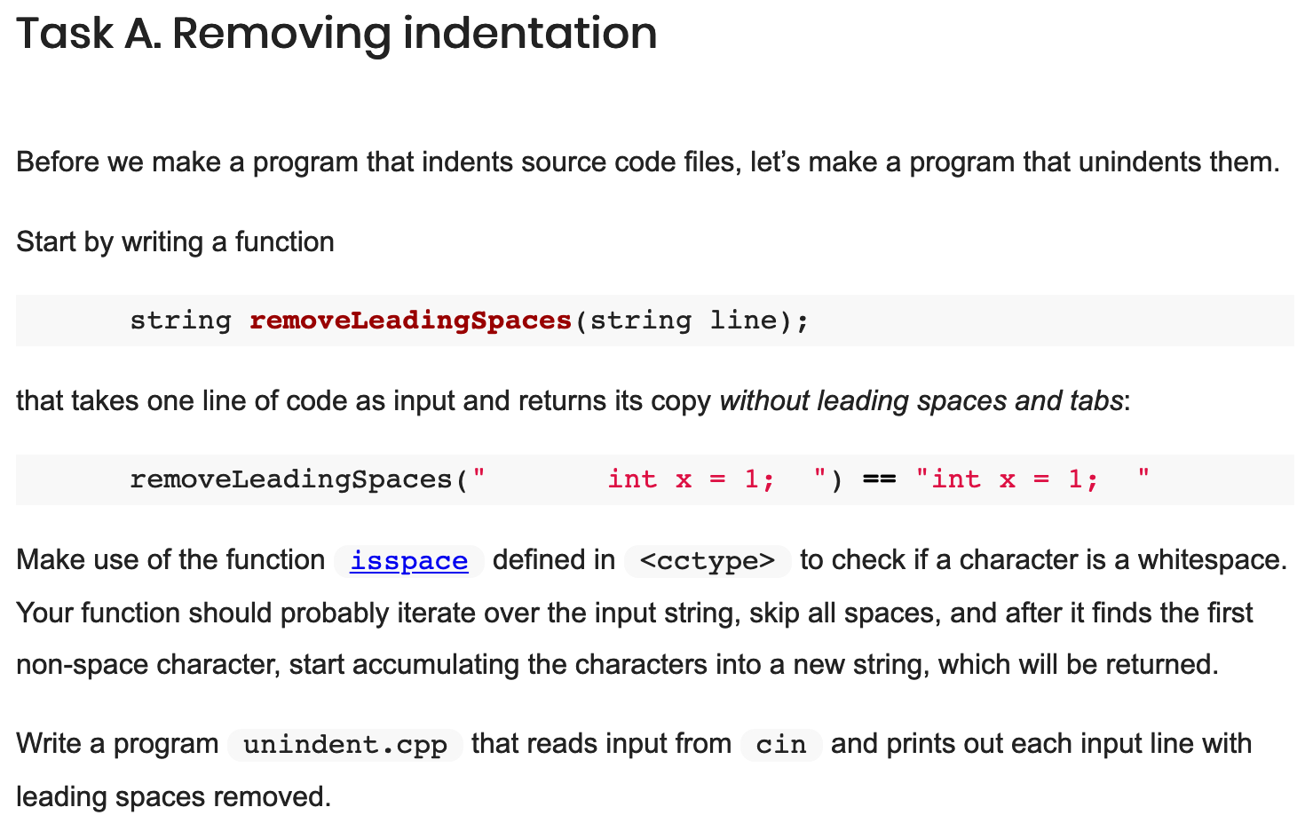 Solved Task A. Removing indentation Before we make a program | Chegg.com