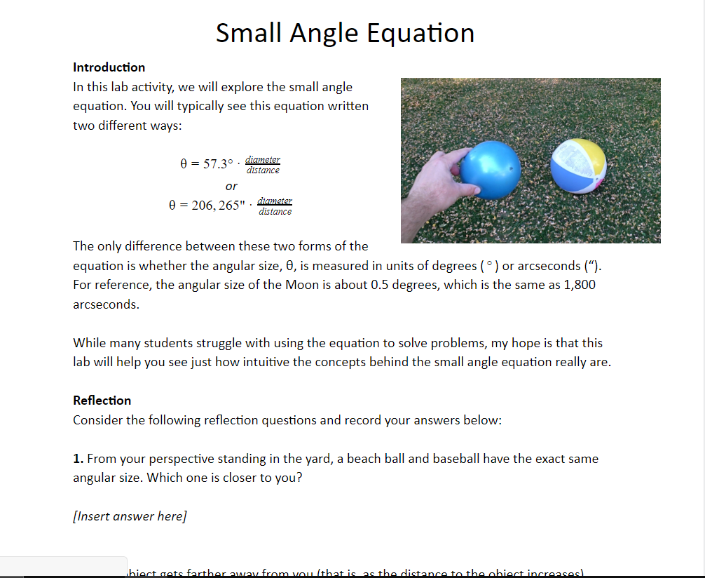 Solved Small Angle Equation Introduction In This Lab Acti Chegg Com