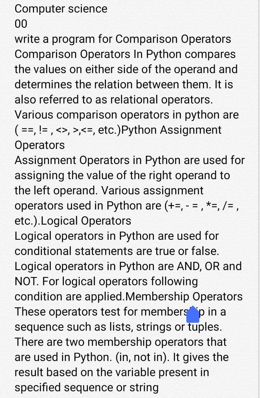 Solved Computer science 00 write a program for Comparison | Chegg.com