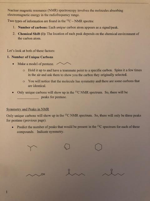 Solved Nuclear Magnetic Resonance (NMR) Spectroscopy | Chegg.com