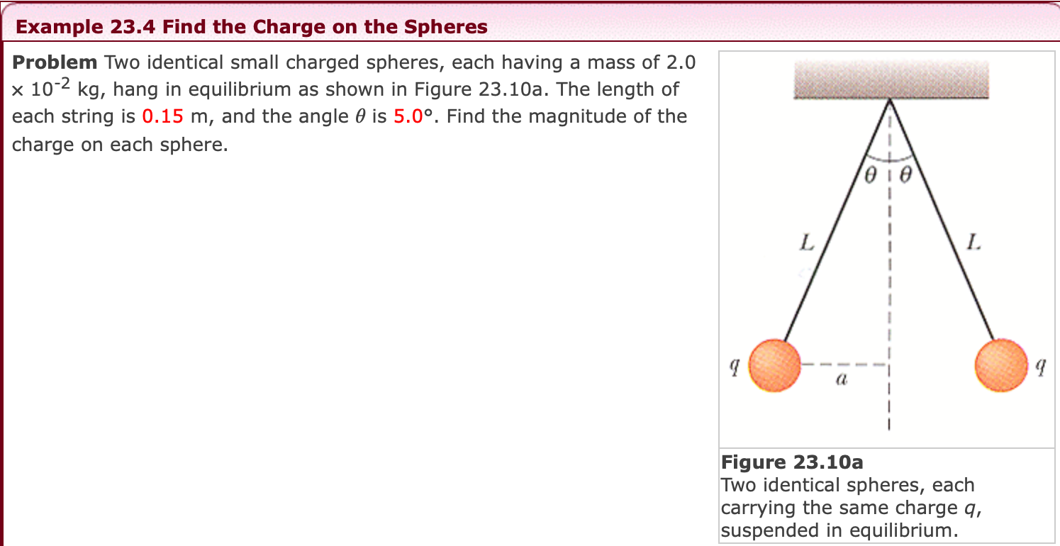 Solved Example 23.4 Find the Charge on the Spheres Problem | Chegg.com