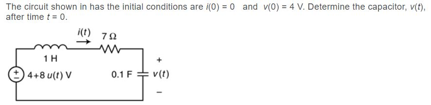 Solved The circuit shown in has the initial conditions are | Chegg.com