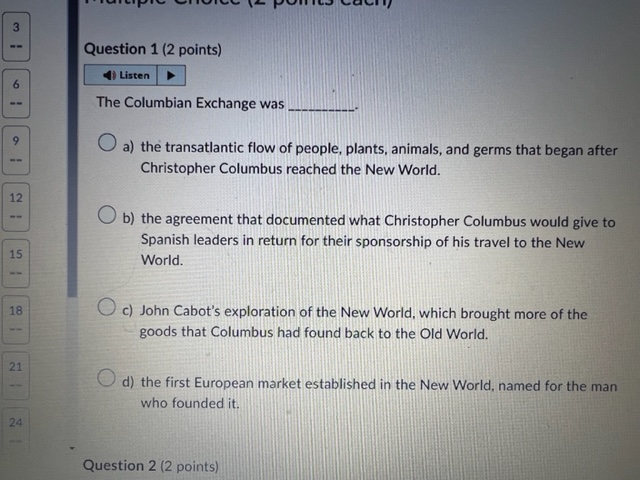 columbian exchange essay question