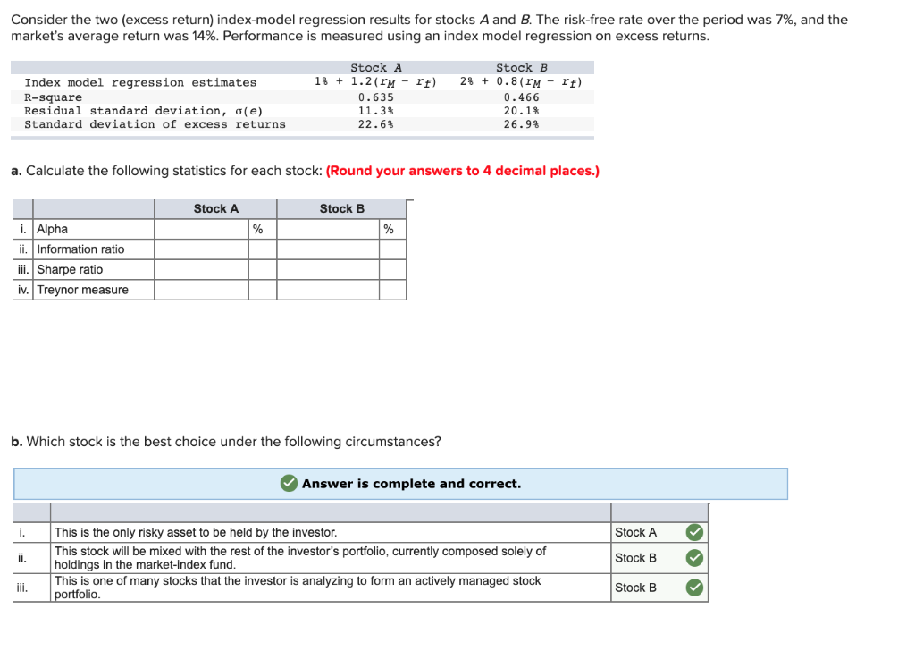 Solved Consider The Two excess Return Index model Chegg
