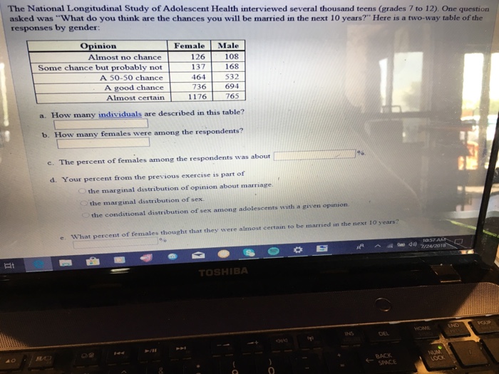 Solved The National Longitudinal Study of Adolescent Health