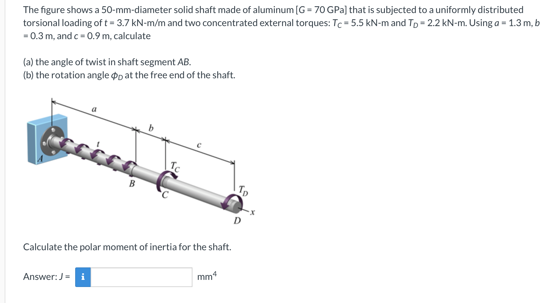 Solved The Figure Shows A 50 Mm Diameter Solid Shaft Made Of 2365