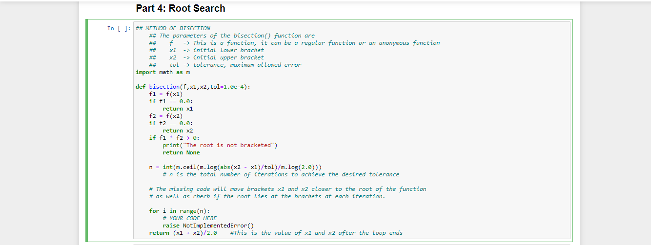 Solved Provide a code using bisection method that will | Chegg.com