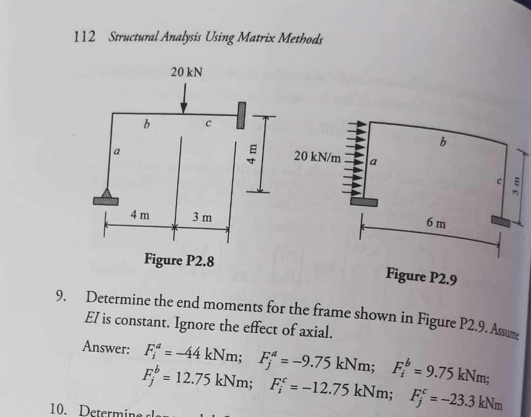Solved 112 Structural Analysis Using Matrix Methods 20 kn 1 | Chegg.com