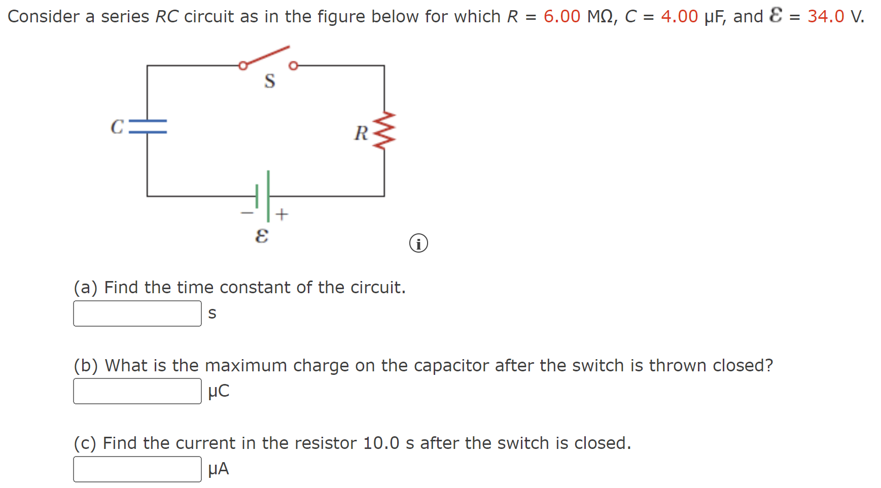 Solved er a series RC circuit as in the figure below for | Chegg.com