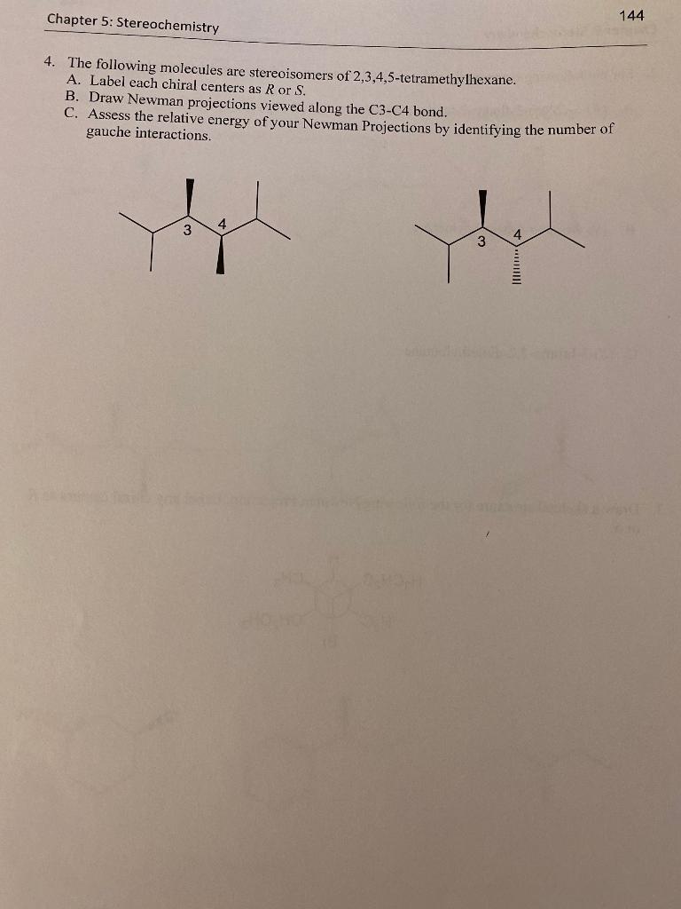 Solved 4 The Following Molecules Are Stereoisomers Chegg Com