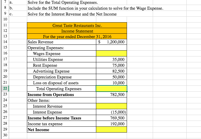 Solved 7 A. 8 B. Solve For The Total Operating Expenses. | Chegg.com