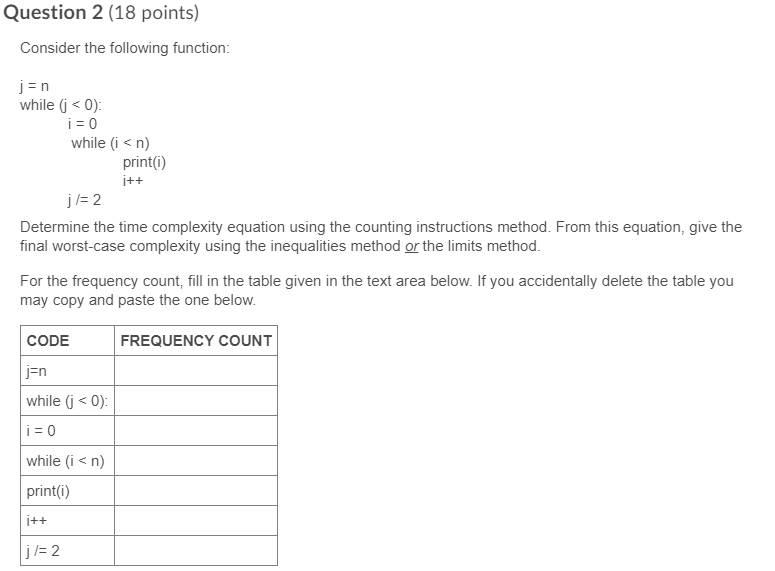 Solved Question 2 (18 points) Consider the following | Chegg.com