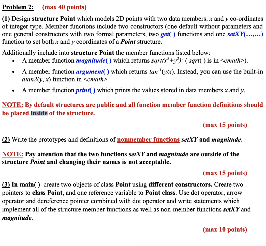 Solved Problem 2: (max 40 points) (1) Design structure Point | Chegg.com