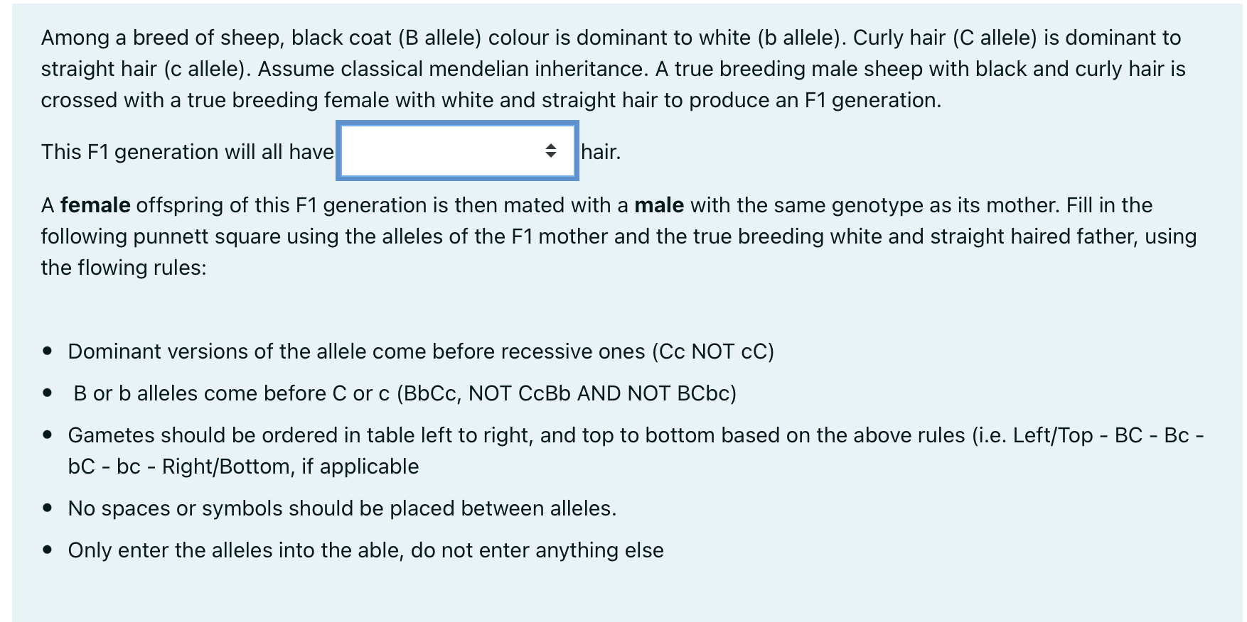 Solved Among a breed of sheep, black coat (B allele) colour | Chegg.com