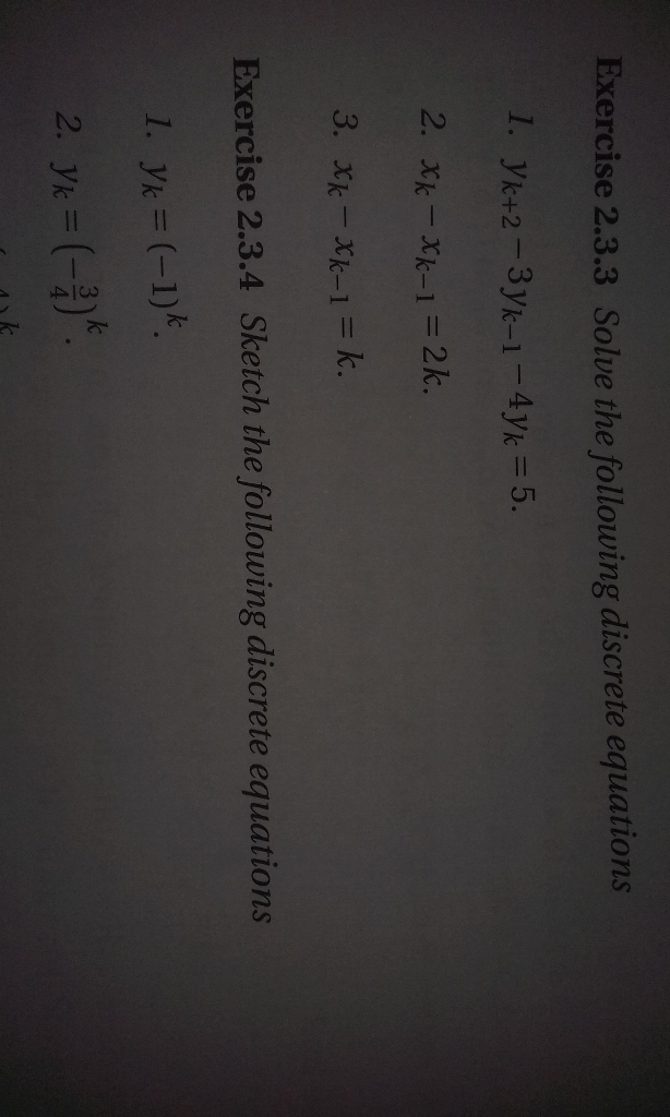 Solved Exercise 2.3.3 Solve the following discrete equations | Chegg.com
