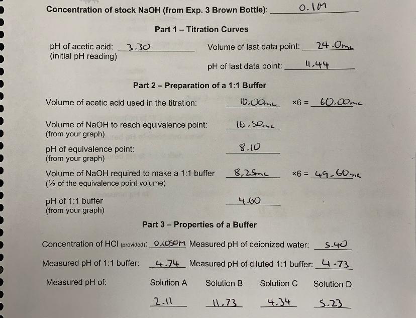 Solved part 1-Calculate the number of moles of NaOH used in | Chegg.com