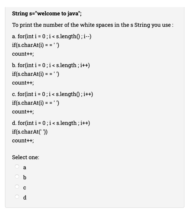 Solved String s=