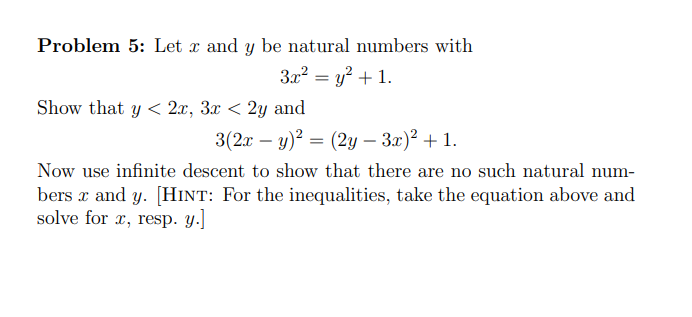 Solved Problem 5: Let x and y be natural numbers with | Chegg.com