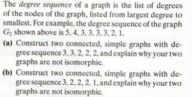 Solved The degree sequence of a graph is the list of degrees | Chegg.com