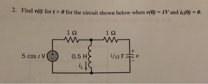 Solved 2 Find v() for t> 0 for the circuit shown below when | Chegg.com