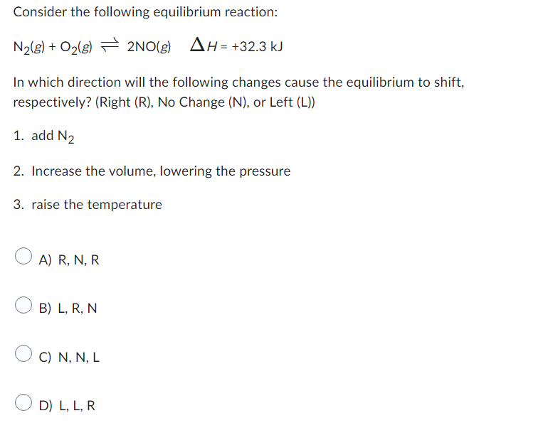 Solved Consider The Following Equilibrium Reaction: | Chegg.com